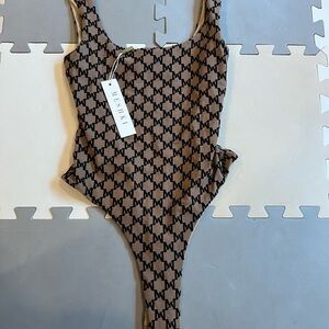 Rita Meshki Nude Monogram Bodysuit Nude